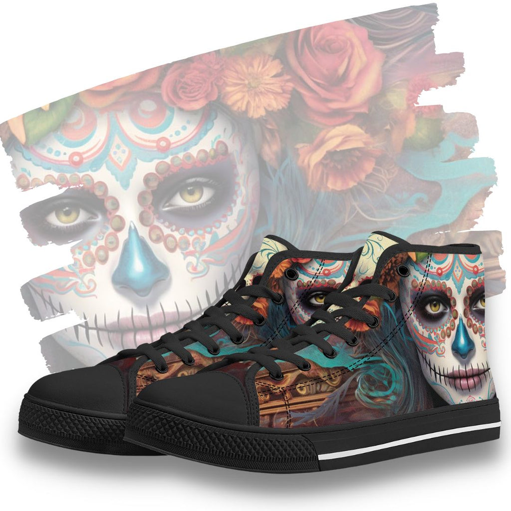 Calavera Senorita High Tops Black Kickitink Featured