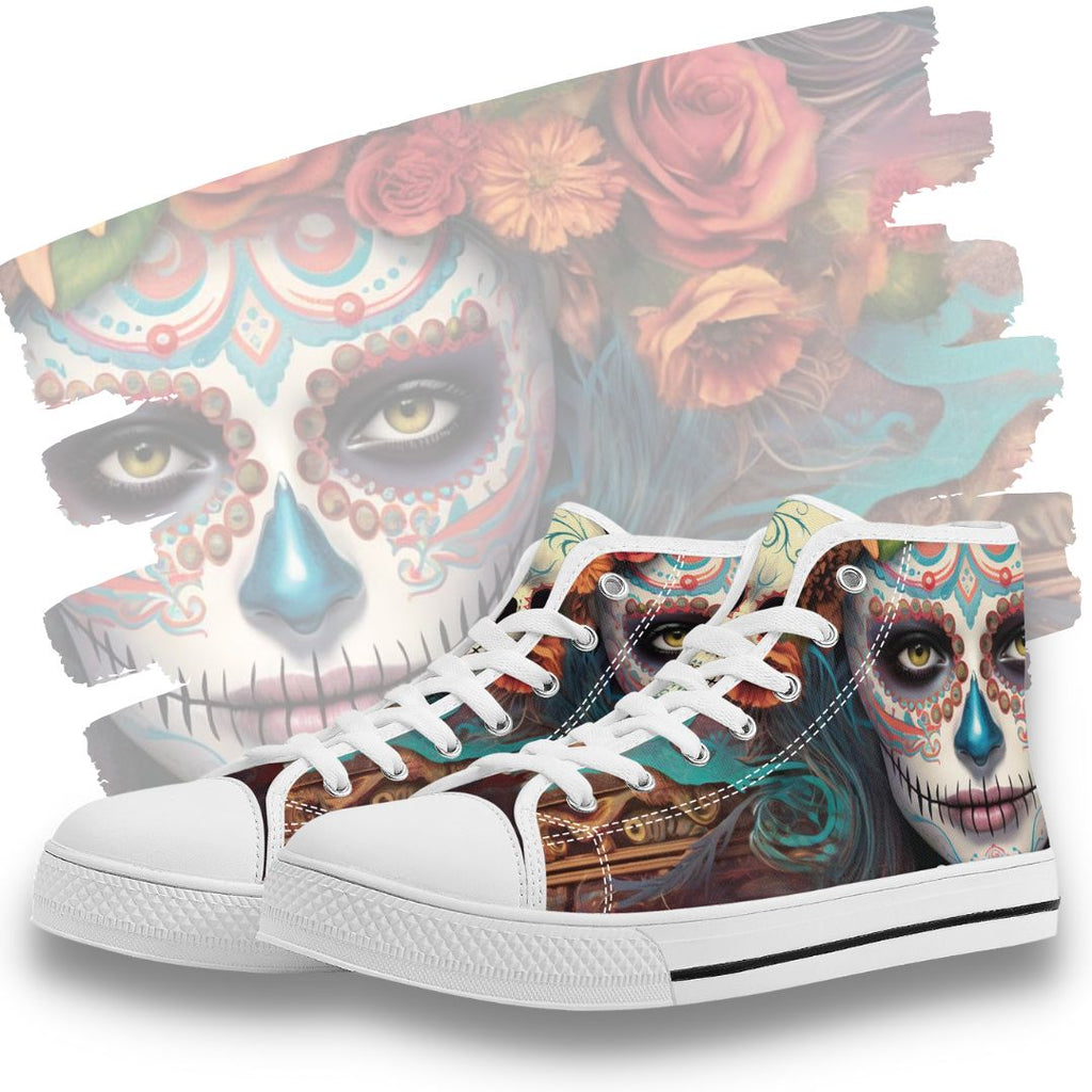 Calavera Senorita High Tops White Kickitink Featured