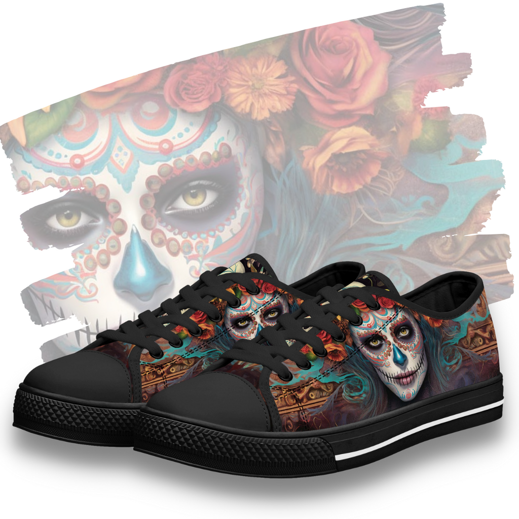 Calavera Senorita Low Tops Black Kickitink Featured