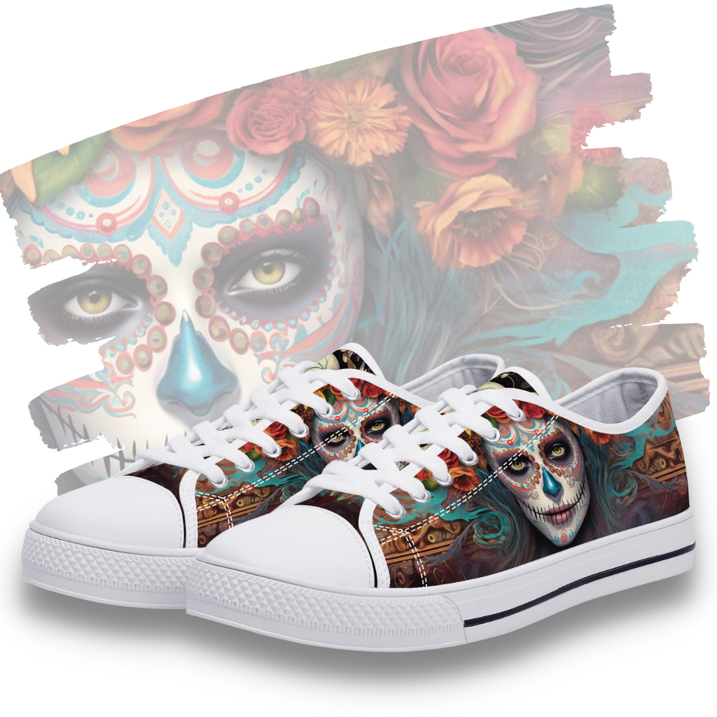 Calavera Senorita Low Tops White Kickitink Featured