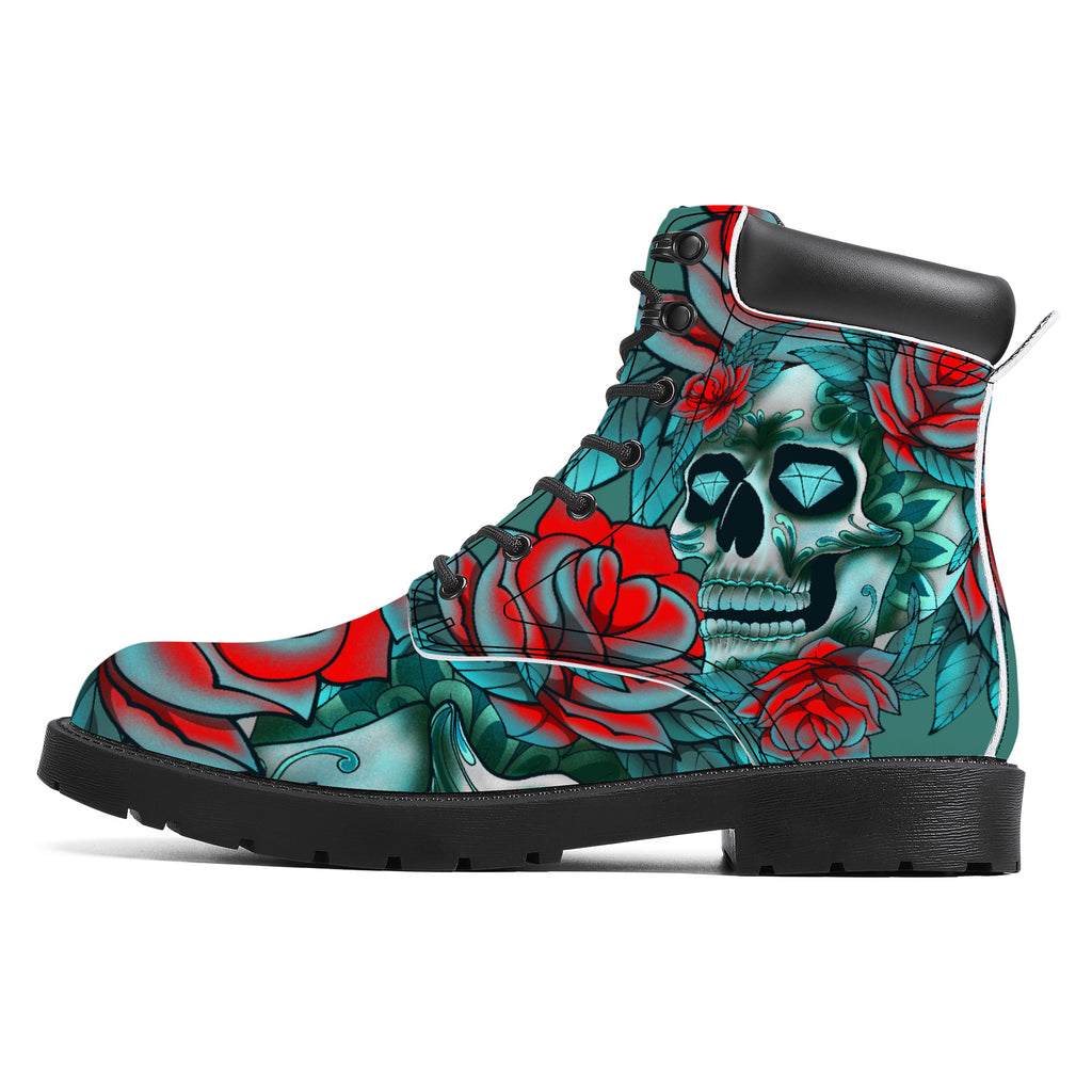 Diamond Rose Sugar Skull Classic Boot Kickitink 1