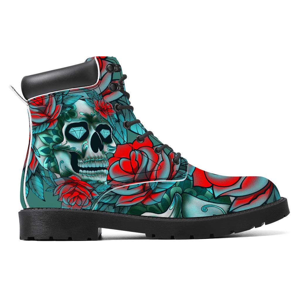 Diamond Rose Sugar Skull Classic Boot Kickitink 2