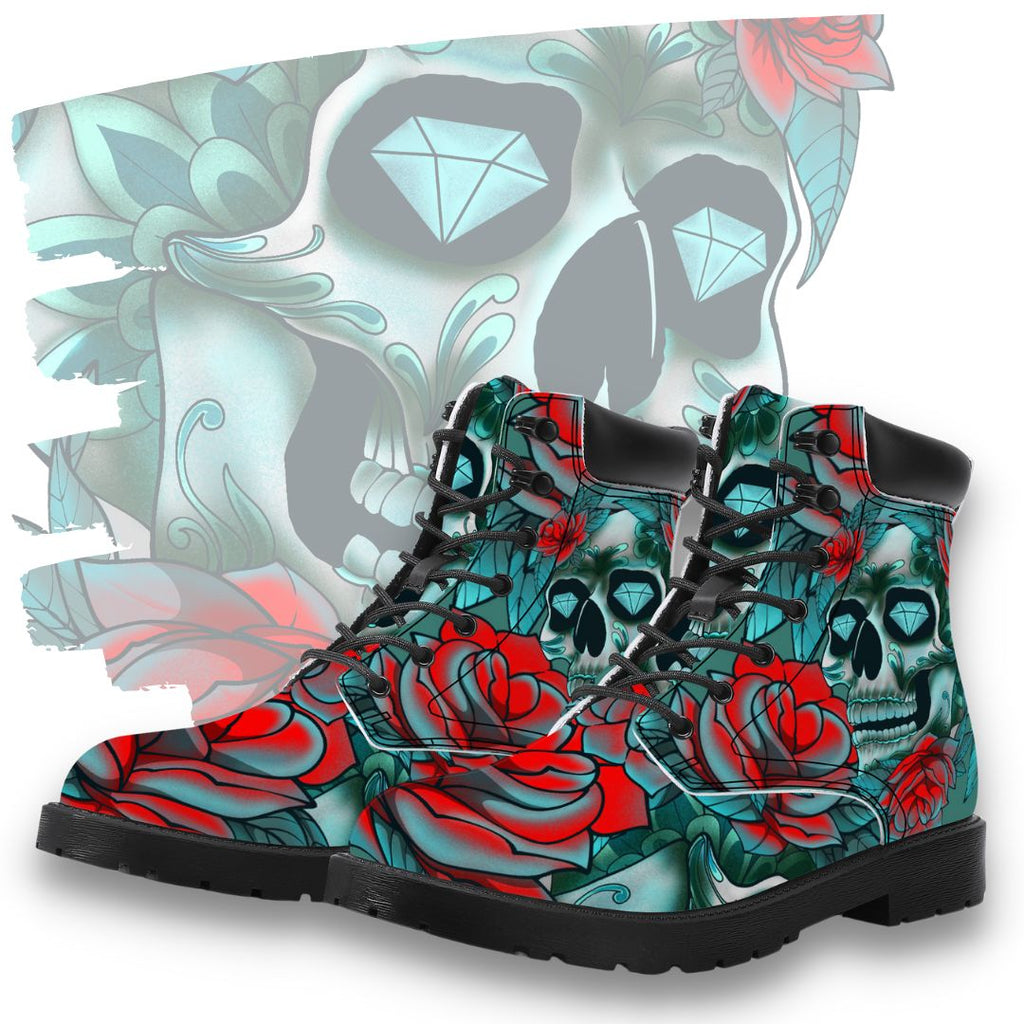 Diamond Rose Sugar Skull Classic Boot Kickitink Feature