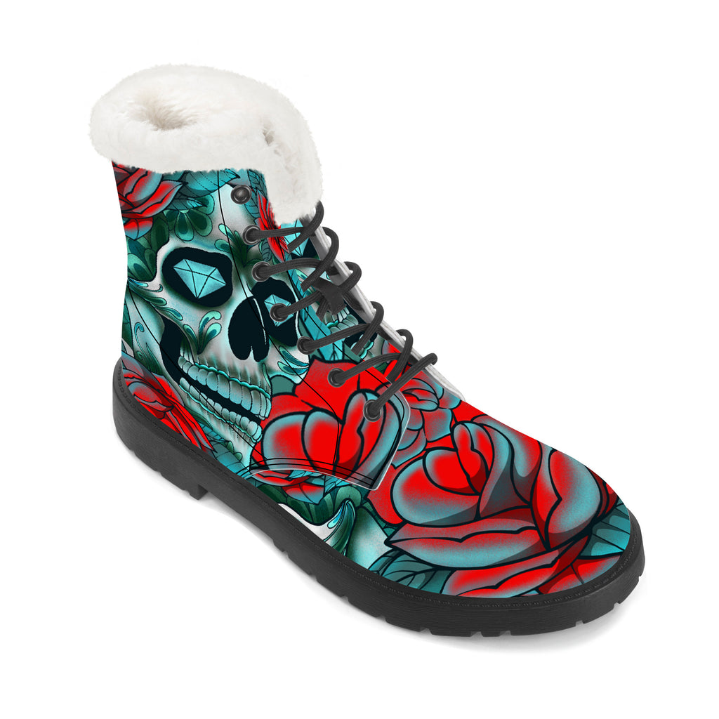 Diamond Rose Sugar Skull Winter Boot Kickitink 4