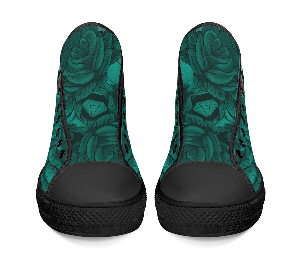 Diamond Rose Sugar Skull High Tops Kickitink Black 6