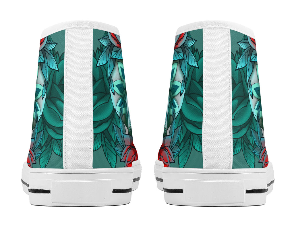 Diamond Rose Sugar Skull High Tops Kickitink White 4