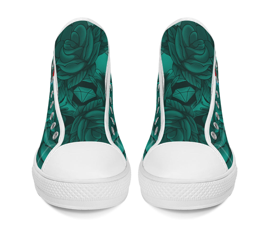 Diamond Rose Sugar Skull High Tops Kickitink White 6