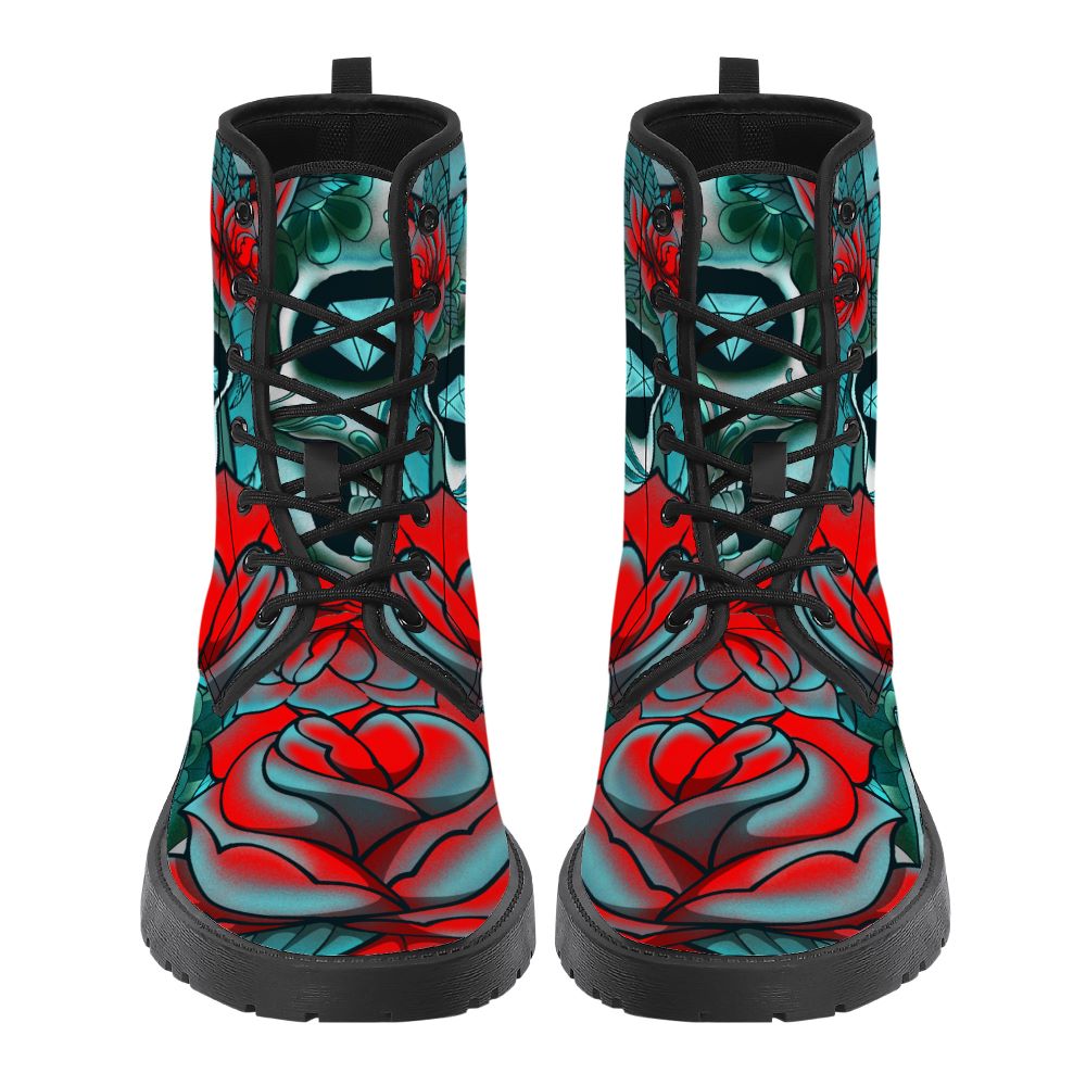 Diamond Rose Sugar Skull Leather Boot 4