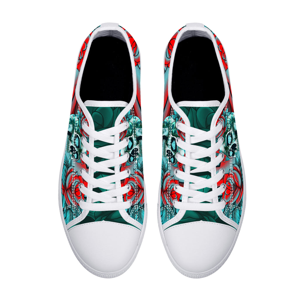 Diamond Rose Sugar Skull Low Top White Kickitink 3