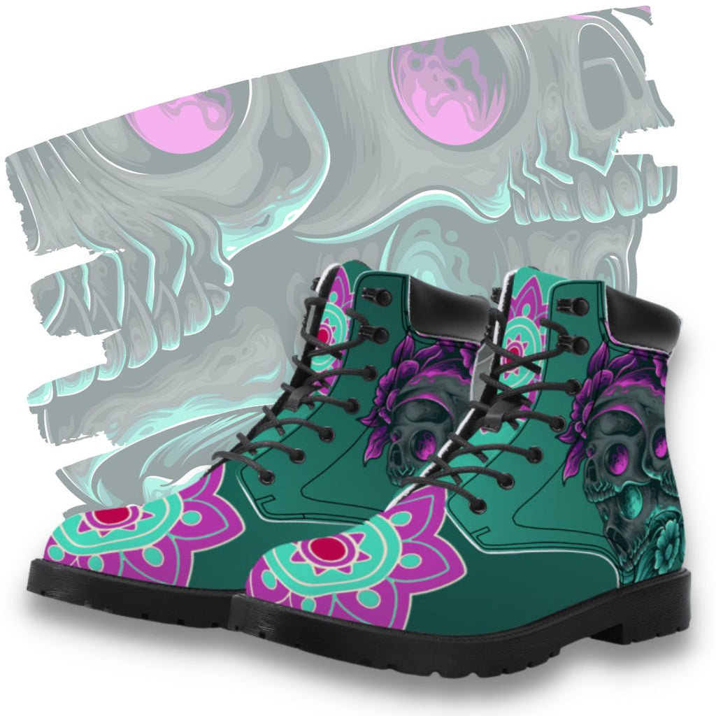 Green Skull Mandala Classic Boot Kickitink Feature