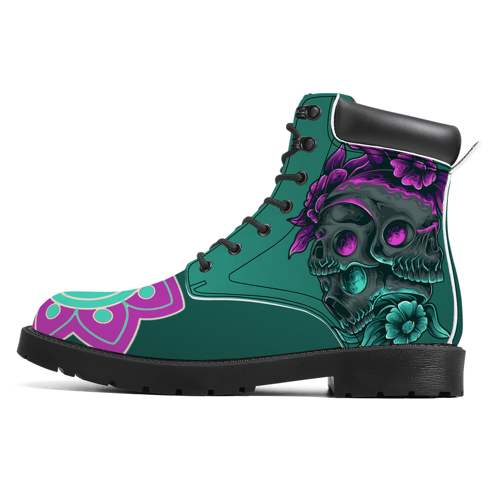 Green Skull Mandala Classic Boot Kickitink 1