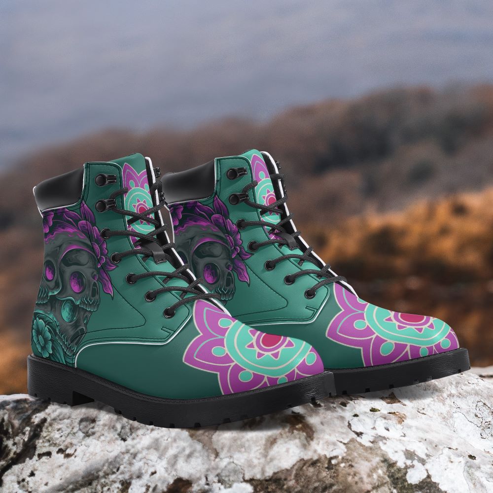 Green Skull Mandala Classic Boot Kickitink 6