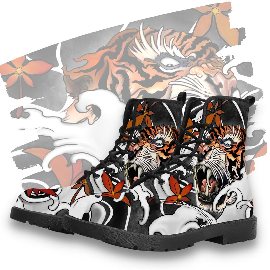 Irezumi Tiger Leather Boot Kickitink Featured