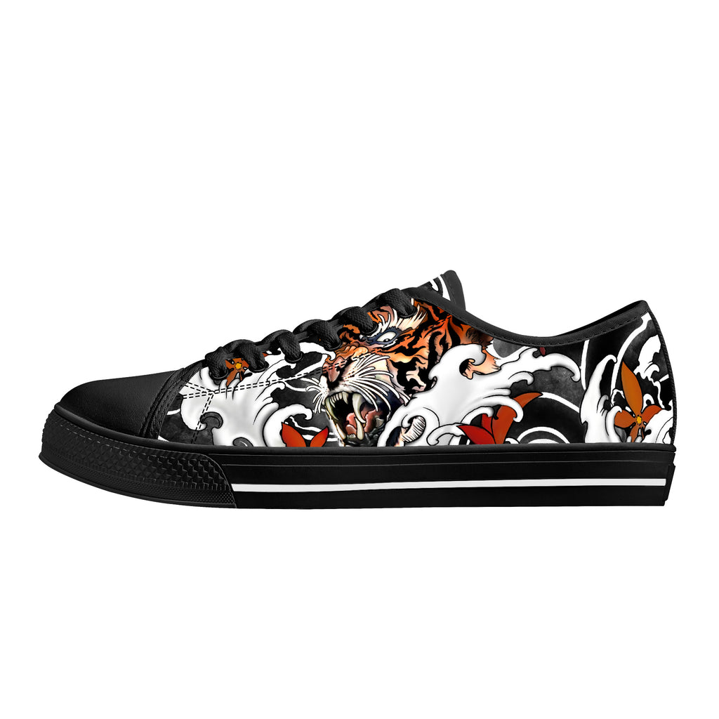 Irezumi Tiger Low Tops Kickitink Black 1