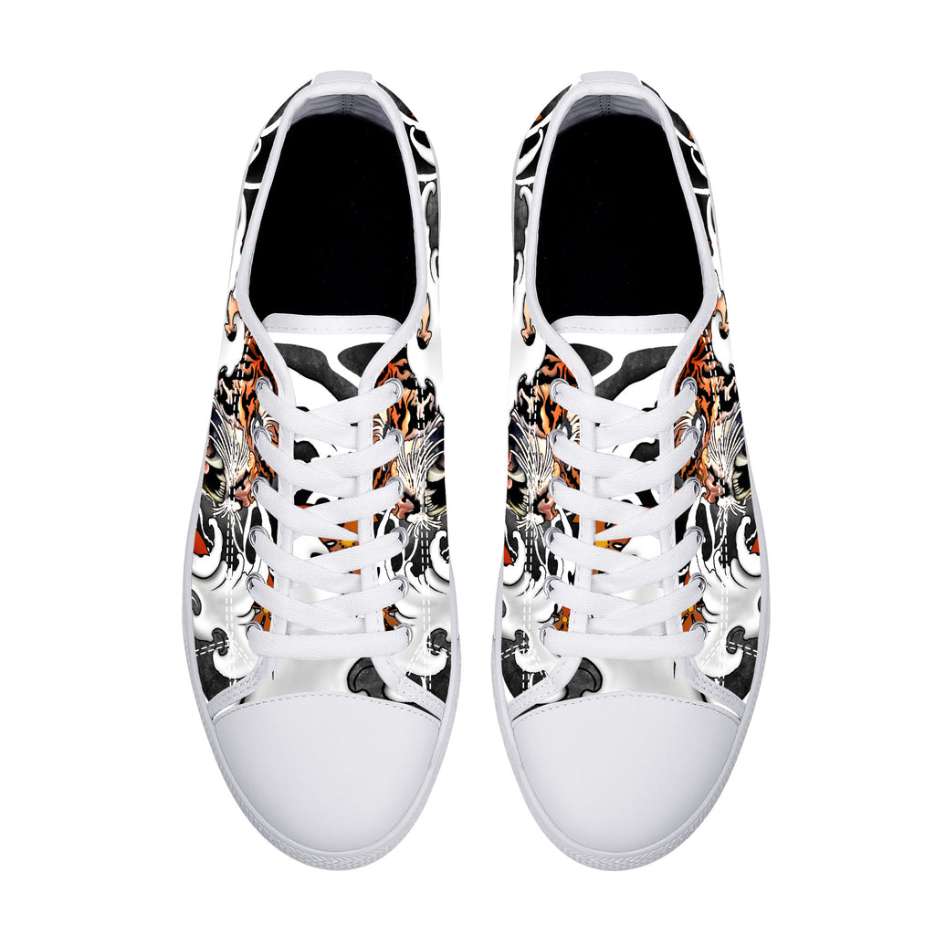 Irezumi Tiger Low Tops Kickitink White 3