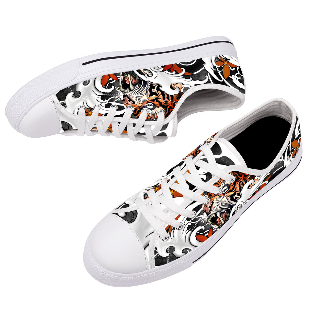 Irezumi Tiger Low Tops Kickitink White 7