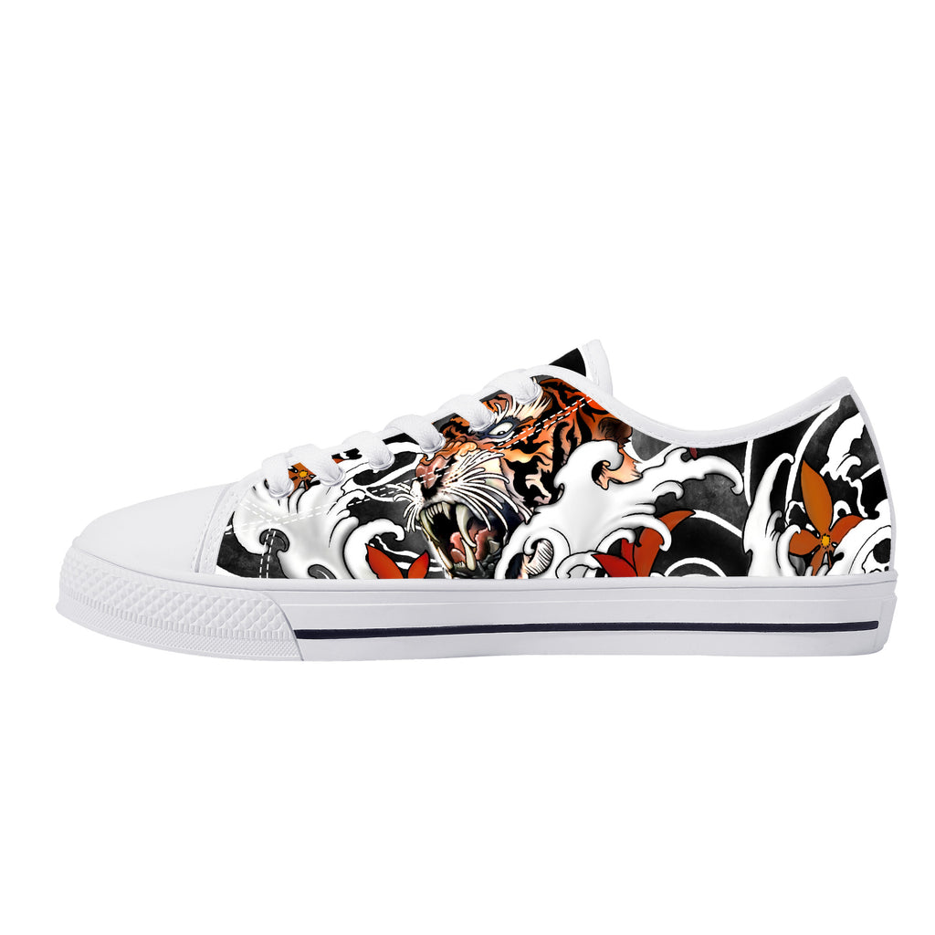 Irezumi Tiger Low Tops Kickitink White 1