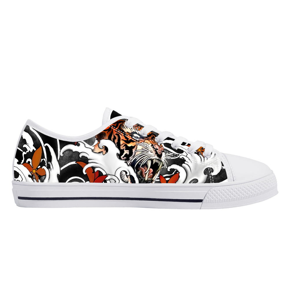 Irezumi Tiger Low Tops Kickitink White 2