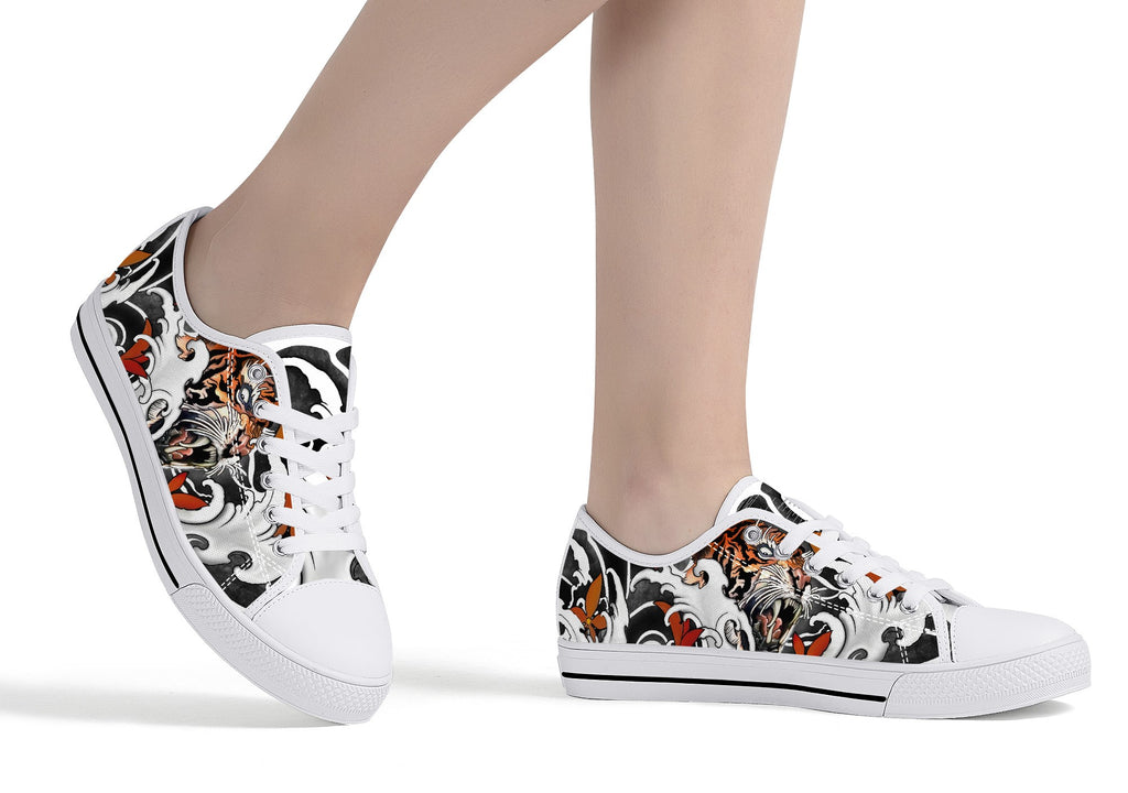 Irezumi Tiger Low Tops Kickitink White 5