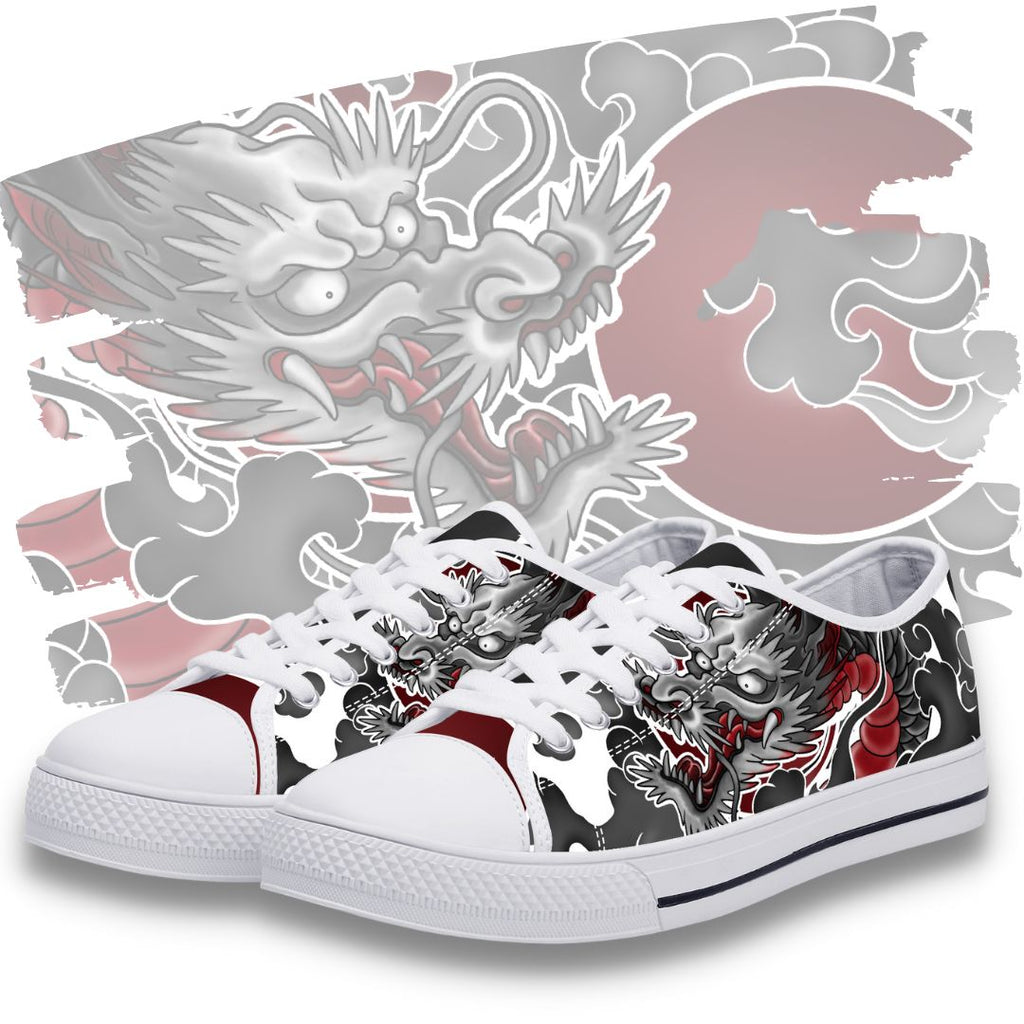 Japanese Dragon FXS Low Tops White Kickitink Featured