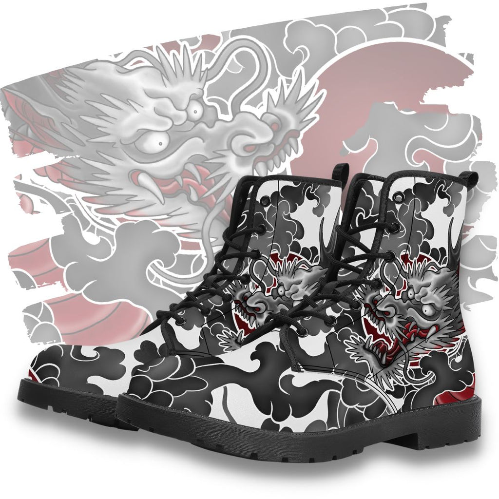 Japanese Dragon Leather Boots Kickitink Featured