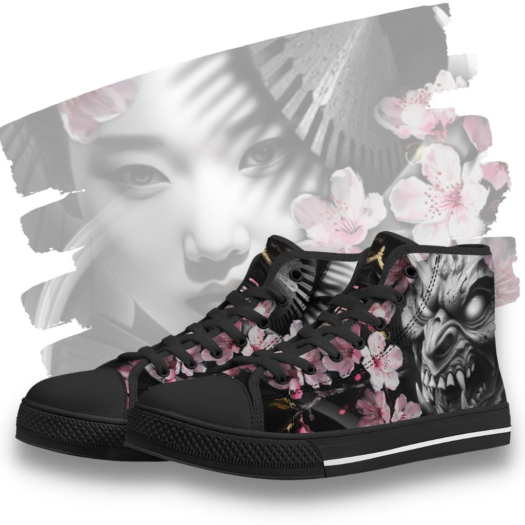 Oni's Geisha Blossom High Top Black Kickitink Featured