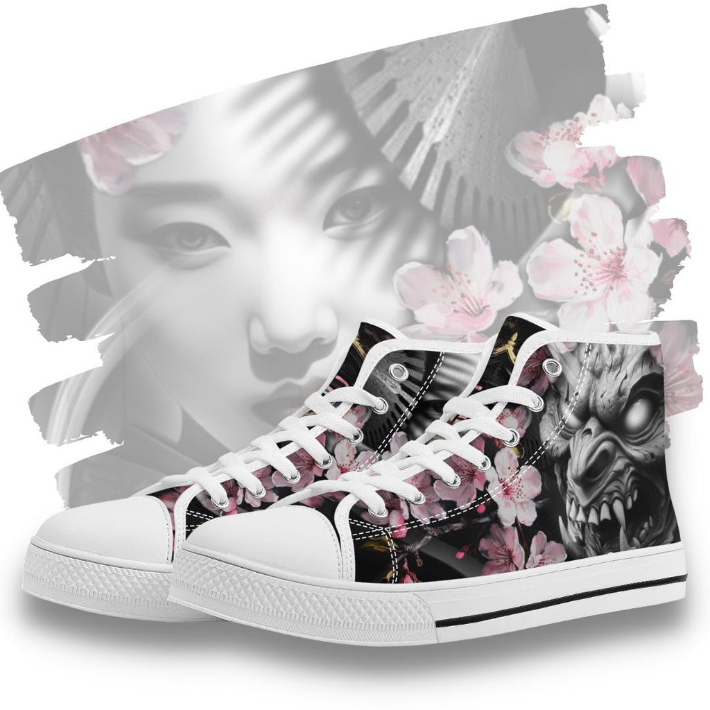 Oni's Geisha Blossom High Top White Kickitink Featured