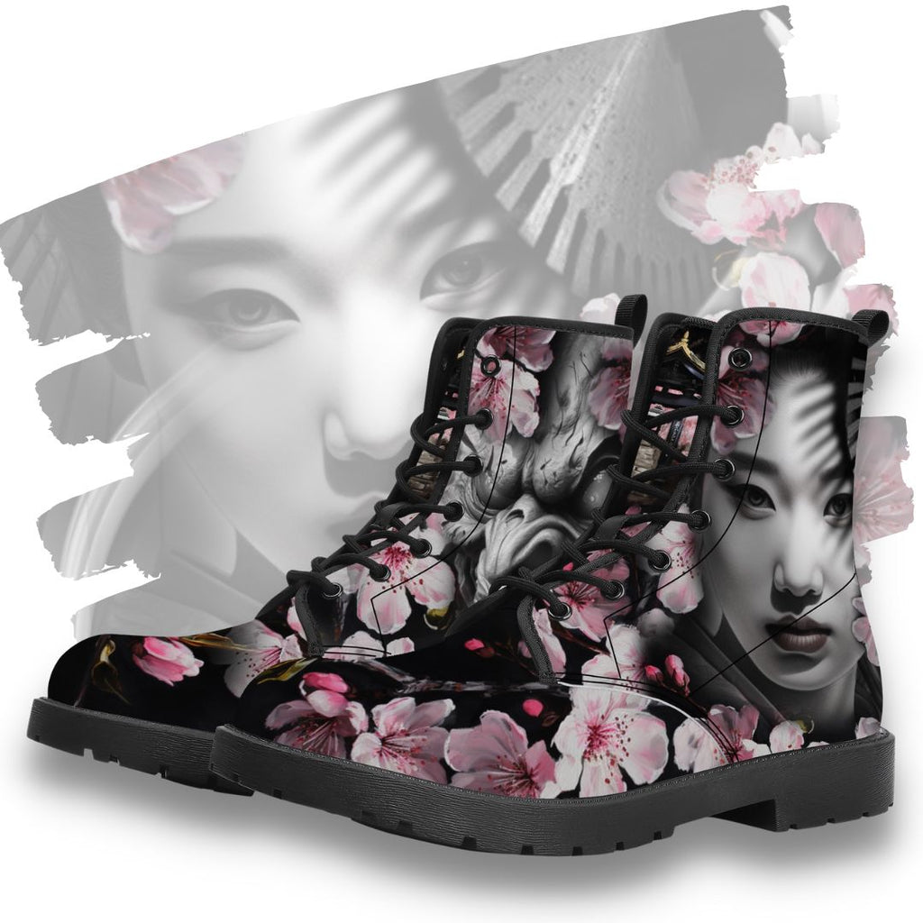 Oni Geisha Blossom Leather Boot Kickitink Featured