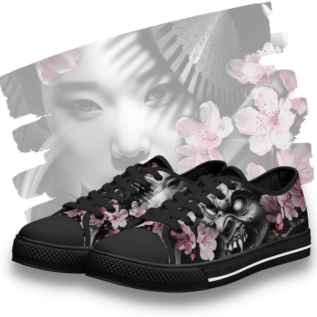 Oni's Geisha Blossom Low Top Black Kickitink Featured