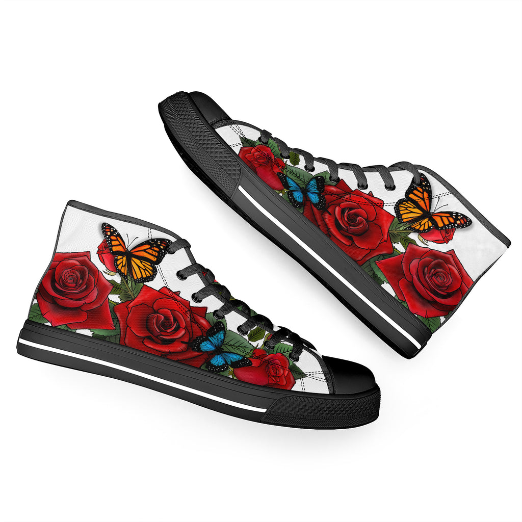 Rose Butterflies High Tops Black Kickitink 7