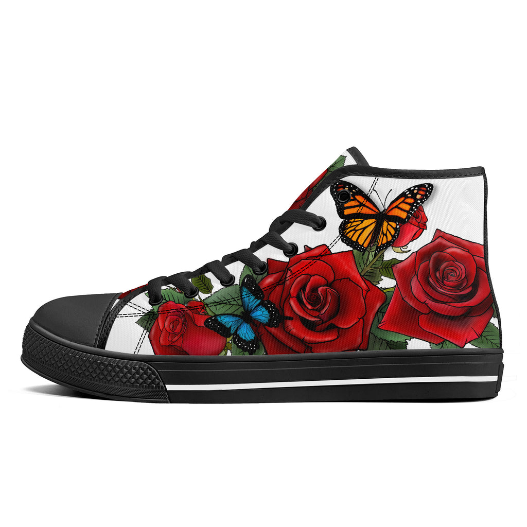 Rose Butterflies High Tops Black Kickitink 1