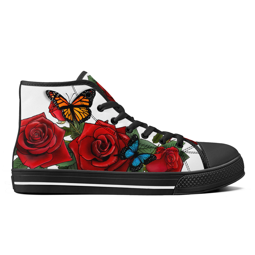 Rose Butterflies High Tops Black Kickitink 2