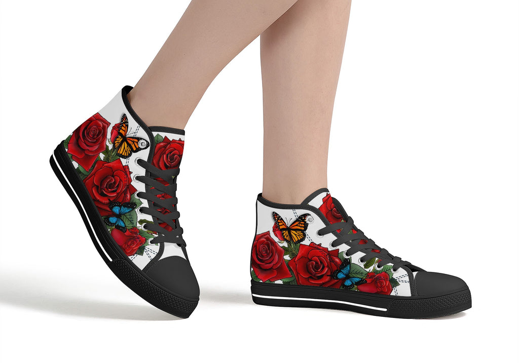 Rose Butterflies High Tops Black Kickitink 5