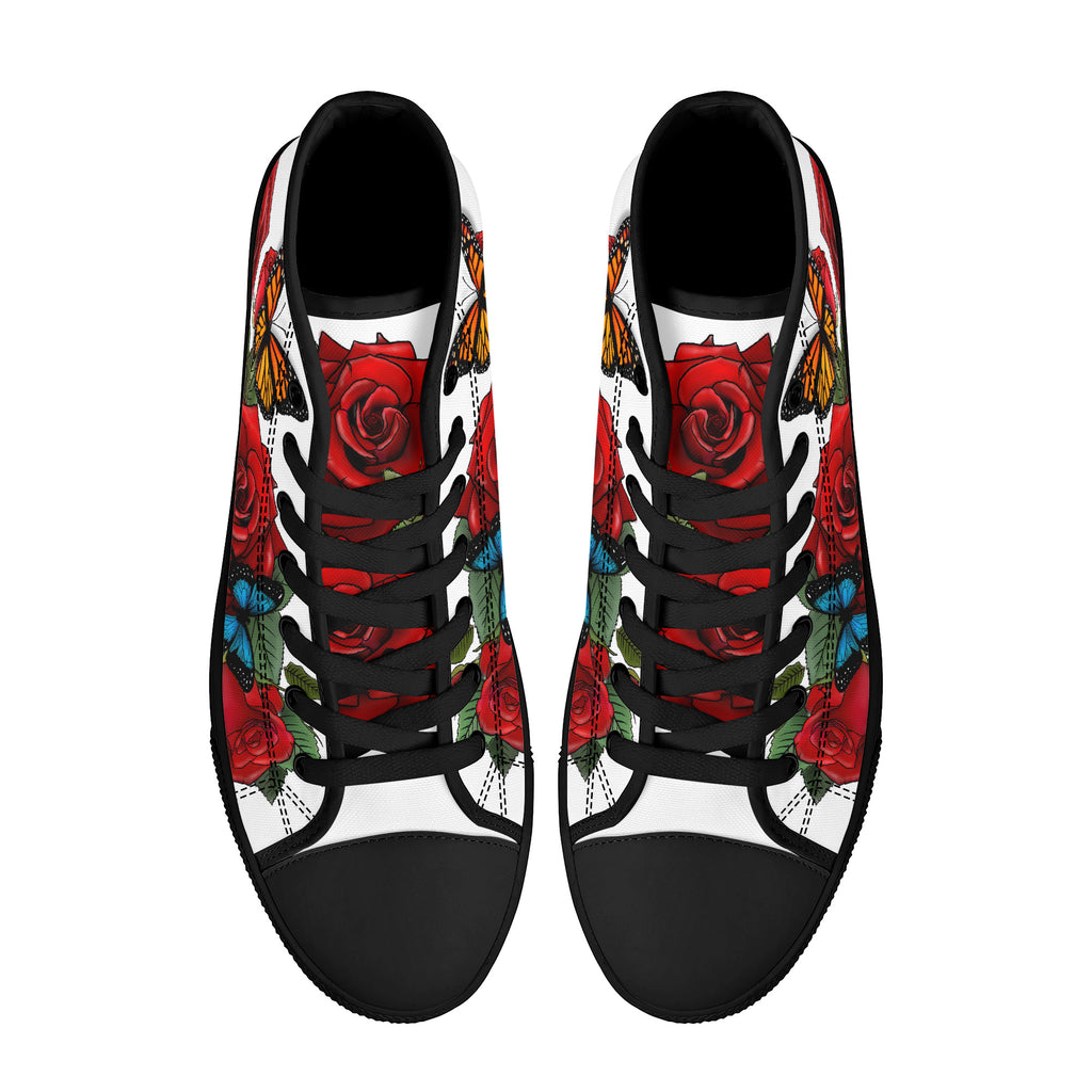 Rose Butterflies High Tops Black Kickitink 3