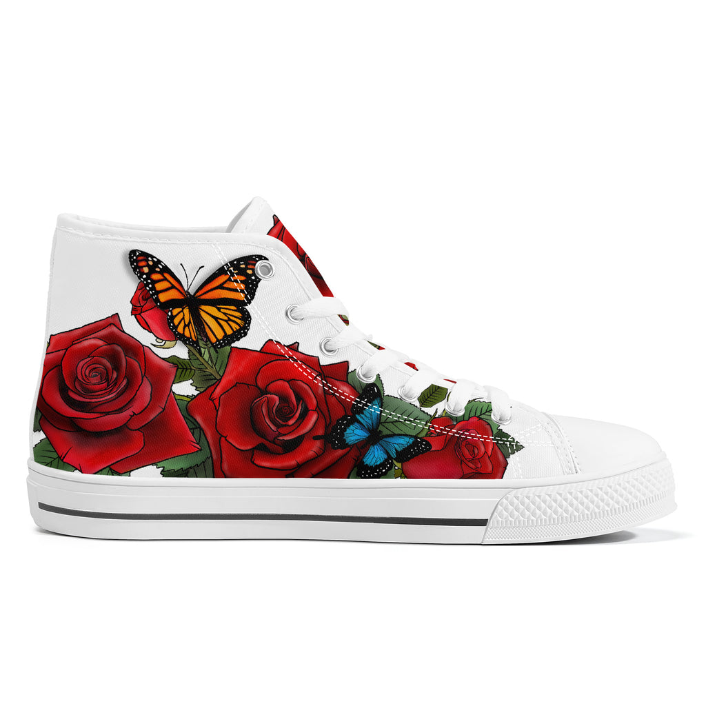 Rose Butterflies High Tops White Kickitink 2