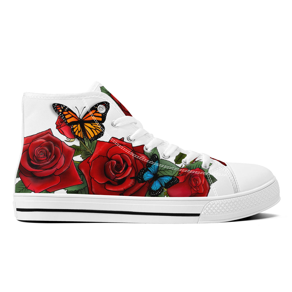 Rose Butterflies High Tops White Kickitink FeatureRose Butterflies High Tops White Kickitink 2