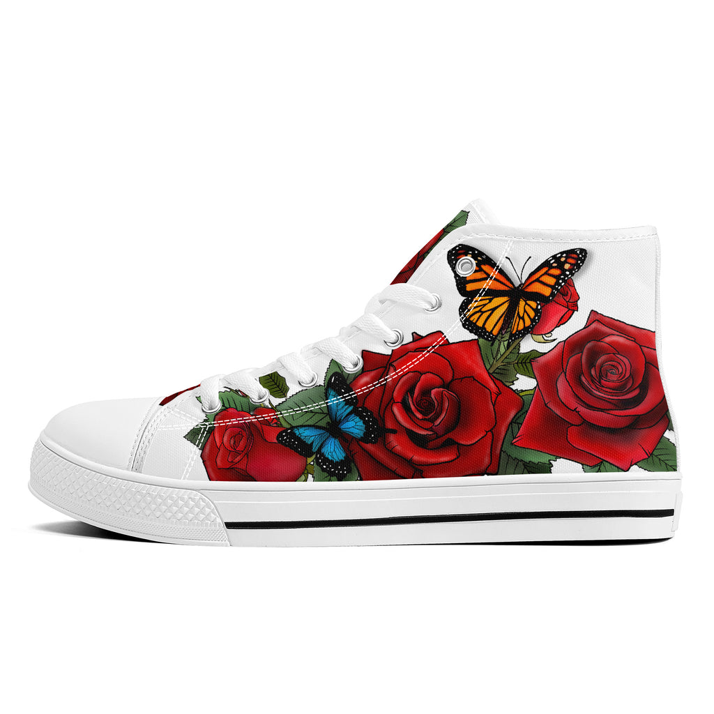 Rose Butterflies High Tops White Kickitink 1