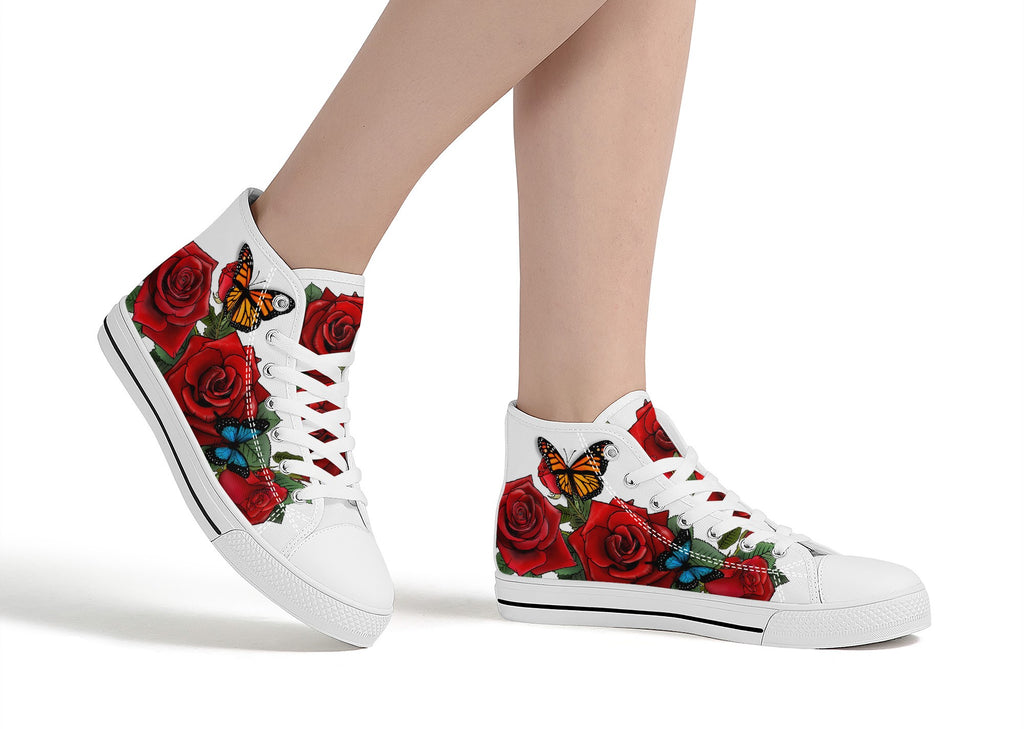 Rose Butterflies High Tops White Kickitink 5