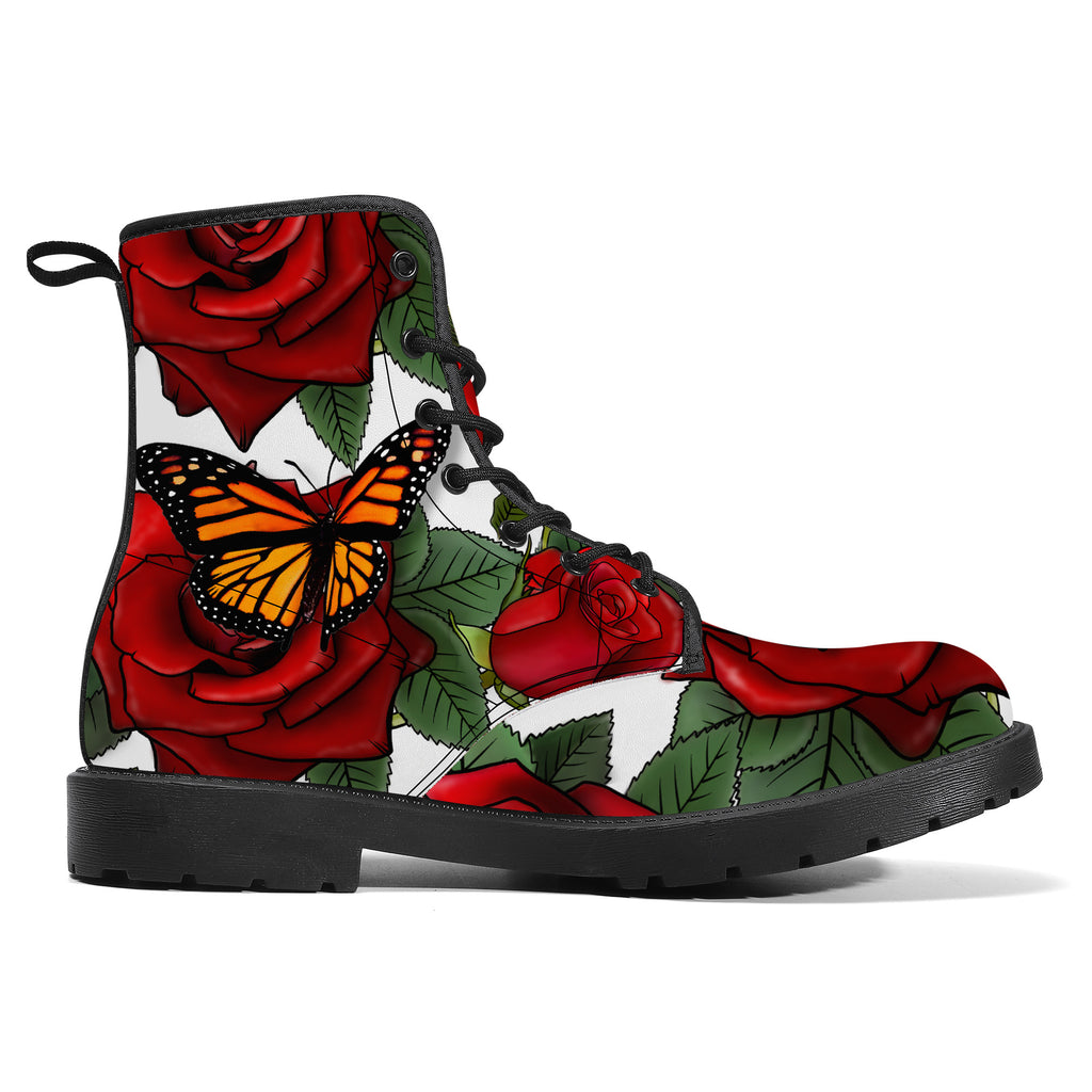 Rose Butterfly Leather Boot Black Kickitink 2