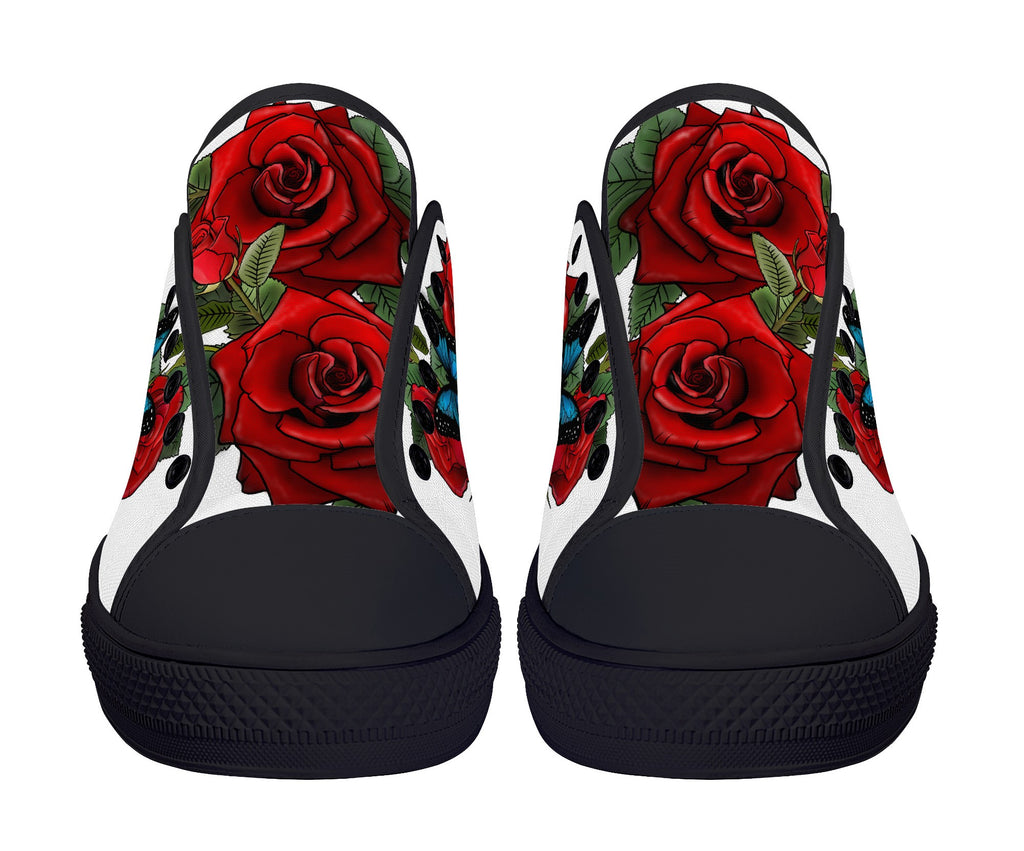 Rose Butterflies Low Tops Black Kickitink 6