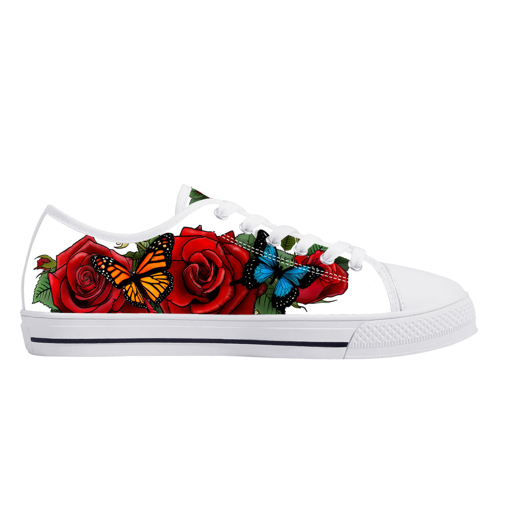 Rose Butterflies Low Tops White Kickitink 2