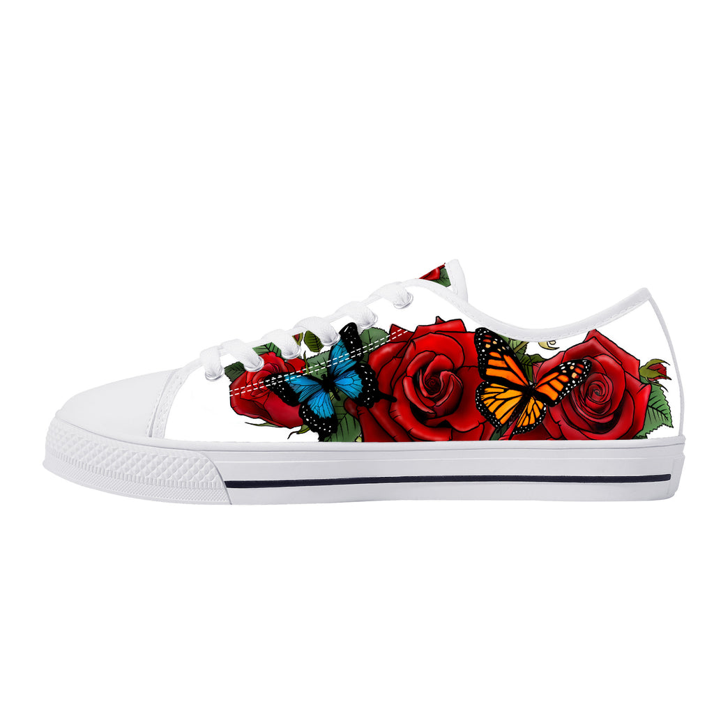 Rose Butterflies Low Tops White Kickitink 1