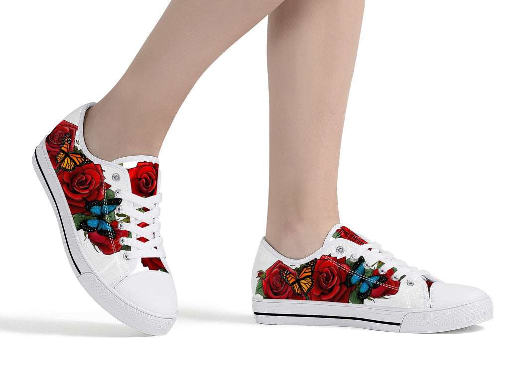 Rose Butterflies Low Tops White Kickitink 5