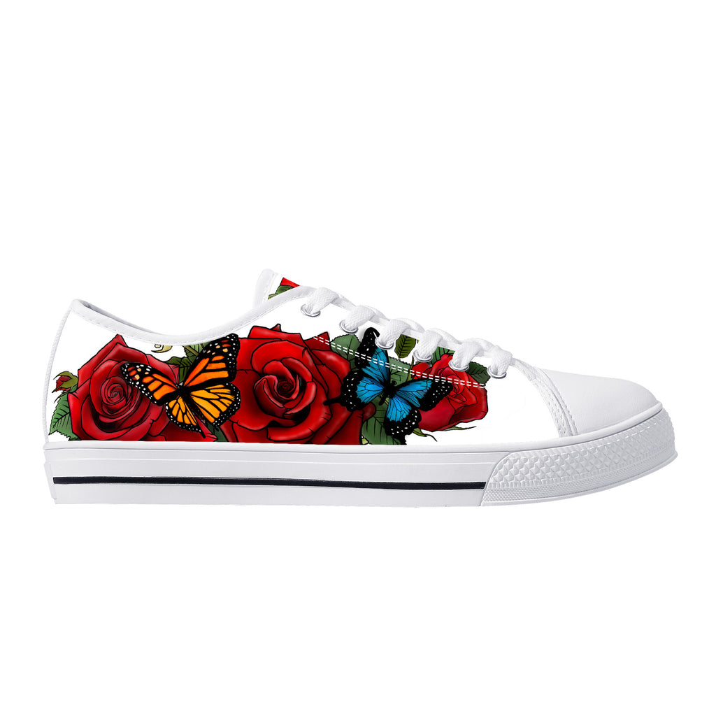 Rose Butterflies Low Tops White Kickitink 2