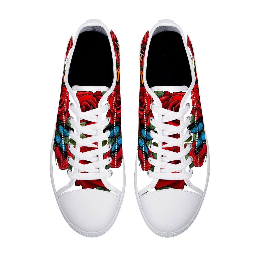 Rose Butterflies Low Tops White Kickitink 3