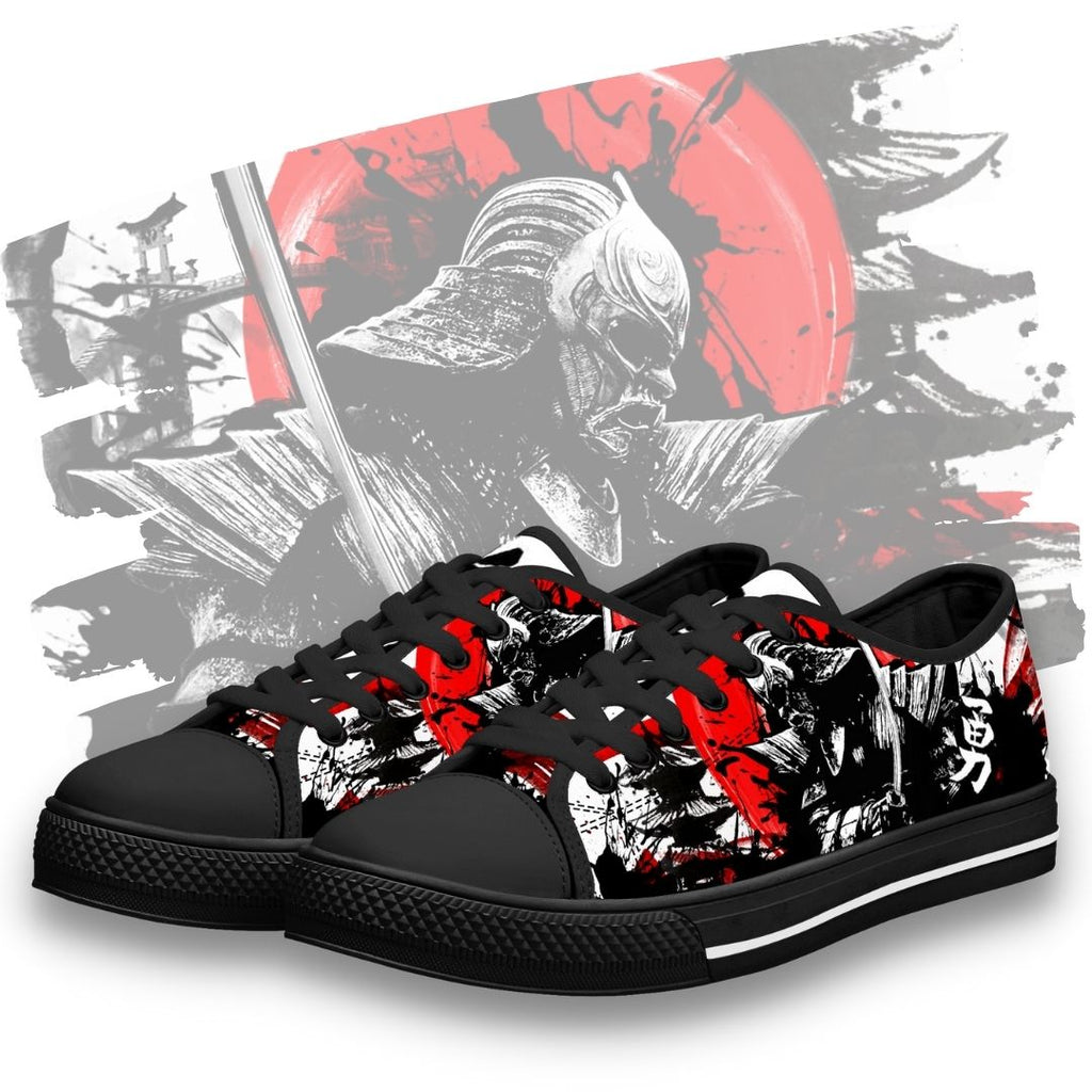 Samurai Warrior Low Tops Black Kickitink Featured