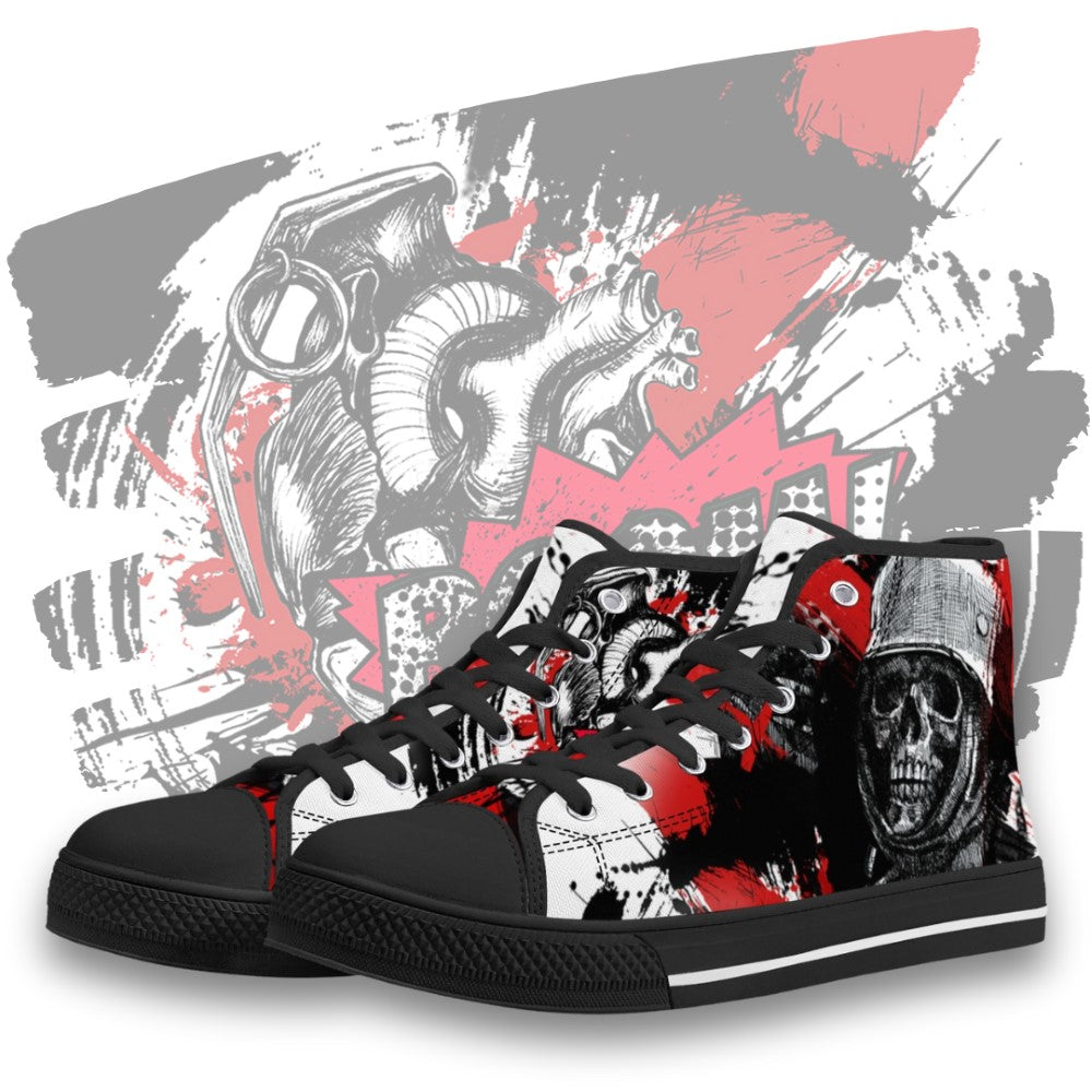 Skull Boom High Tops Black Kickitink Featured