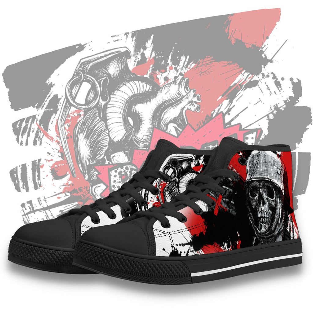 Skull Boom High Tops Black Kickitink Featured