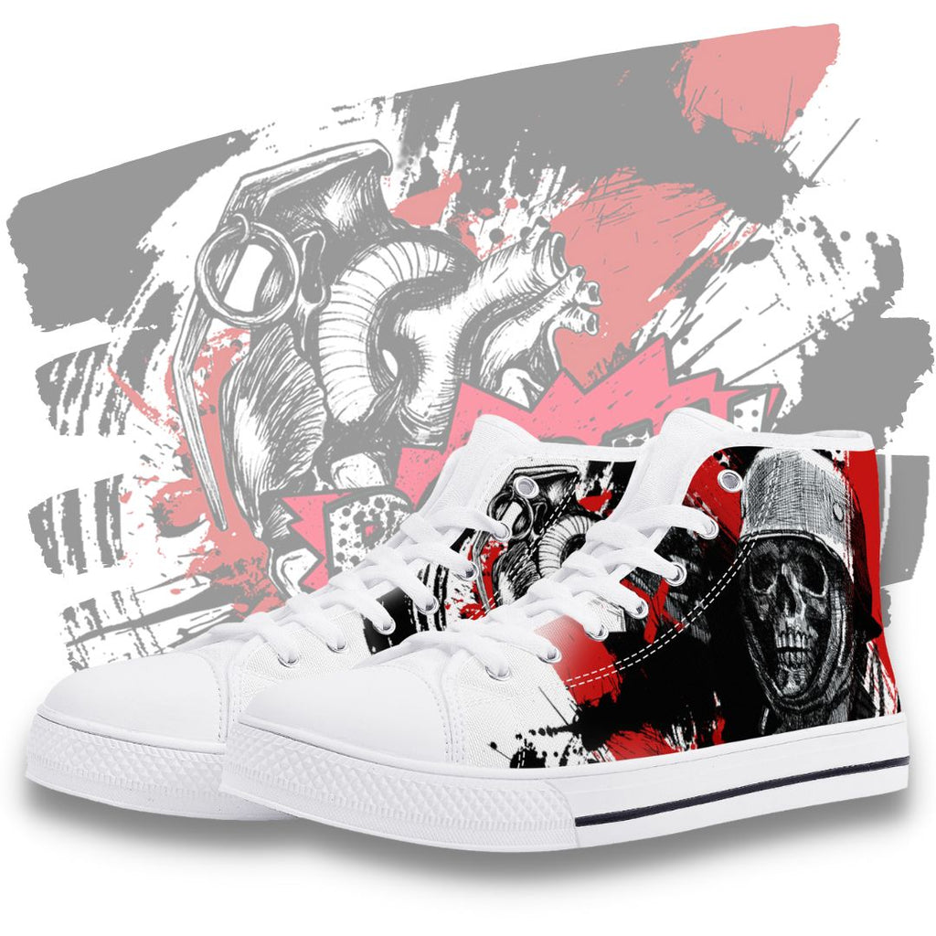 Skull Boom High Tops White Kickitink Featured