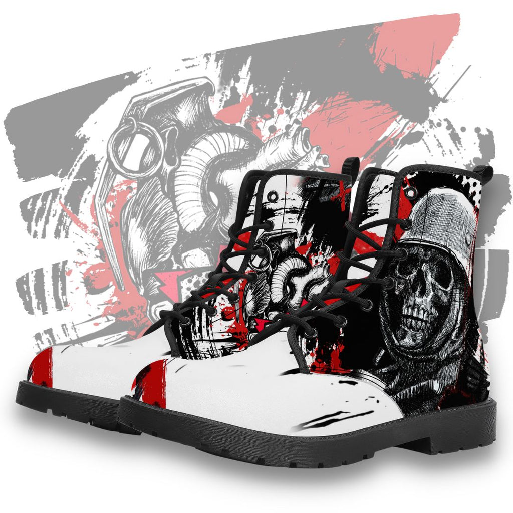 Skull Boom Leather Boot Kickitink Featured